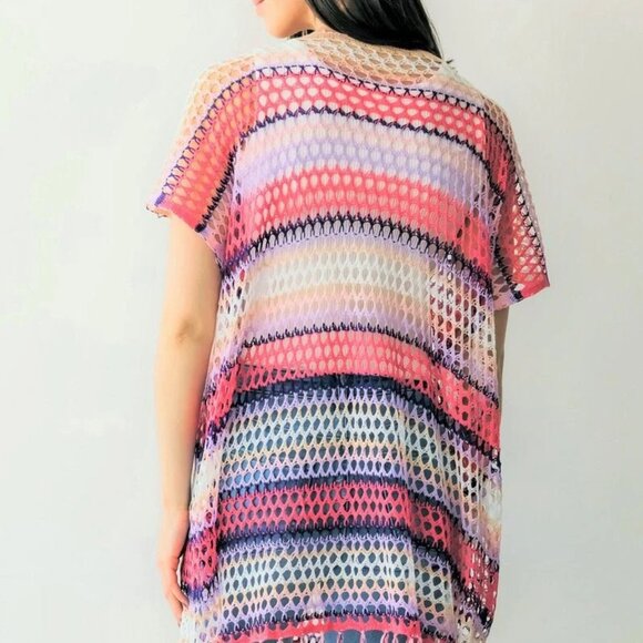 * ❤️NWT BOUTIQUE BE CLEVER COASTING THROUGH SWIM COVER/ PONCHO TOP, PINK - Picture 3 of 4